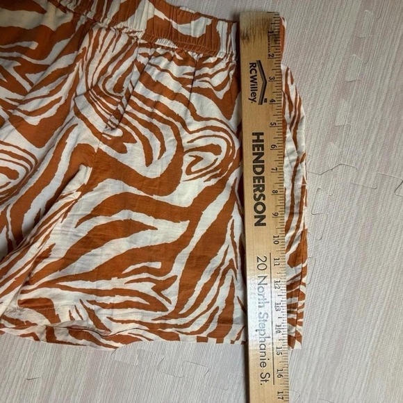 Quiksilver Zebra Print Shorts M Elastic Waist Boho Summer Casual Orange - Picture 9 of 14